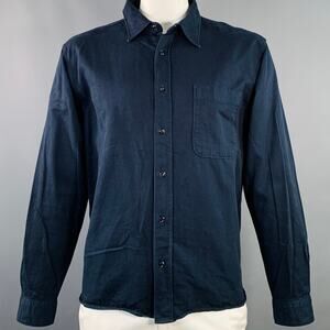 MERZ B. SCHWANEN Size XL Navy Twill Cotton One Pocket Long Sleeve Shirt